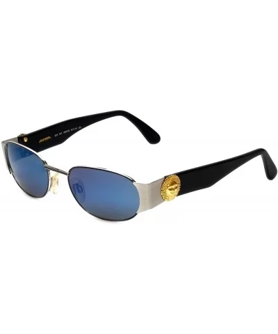 Sun Day Designer Sunglasses Silver & Black with Blue Mirror Lens - C2182L0R2GR $75.38 Oval