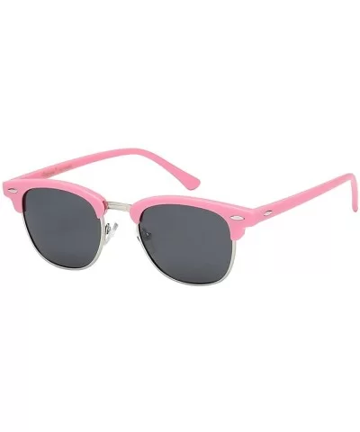 Unisex Retro Classic Stylish Malcom Half Frame Polarized Sunglasses - Princess Pink - Smoke - CV187U9659C $17.25 Round