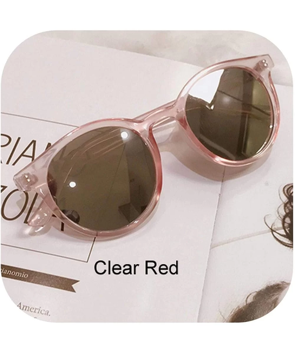 Sunglasses Women Round Glasses Sun UV400 Retro Vintage Shades Elegant Sunglass Gafas De Sol M1332 - Clear Red - CH197Y6OMAR $...