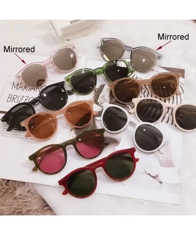 Sunglasses Women Round Glasses Sun UV400 Retro Vintage Shades Elegant Sunglass Gafas De Sol M1332 - Clear Red - CH197Y6OMAR $...