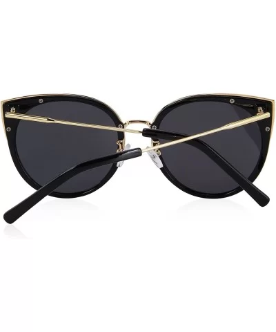 Cat Eye Sunglasses Women Retro Polarized Brand Sun Glasses S6018 - Black - CN186CTCM33 $21.76 Square