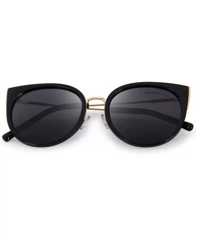 Cat Eye Sunglasses Women Retro Polarized Brand Sun Glasses S6018 - Black - CN186CTCM33 $21.76 Square