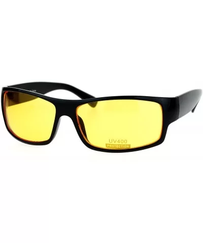 Yellow Lens Sunglasses Black Rectangular Plastic Frame Block Blue - CX12OE1AVM9 $11.83 Rectangular