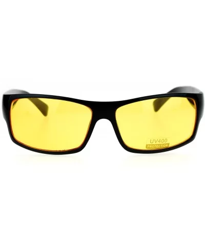 Yellow Lens Sunglasses Black Rectangular Plastic Frame Block Blue - CX12OE1AVM9 $11.83 Rectangular