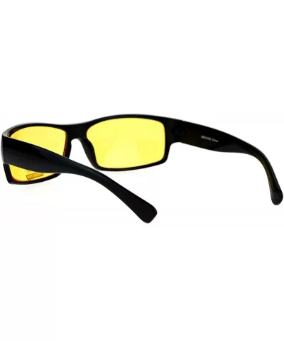 Yellow Lens Sunglasses Black Rectangular Plastic Frame Block Blue - CX12OE1AVM9 $11.83 Rectangular