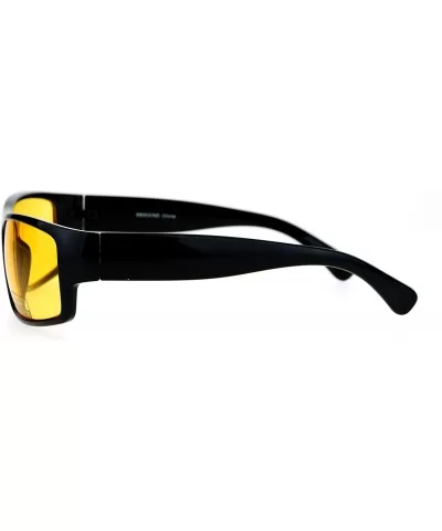 Yellow Lens Sunglasses Black Rectangular Plastic Frame Block Blue - CX12OE1AVM9 $11.83 Rectangular