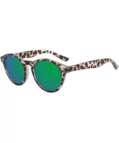 Classic Polarized Sunglasses for Women Round Retro Vintage Designer Style - Leopard-green Mirrored - CP18A4EXUS4 $12.34 Sport