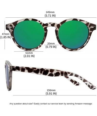 Classic Polarized Sunglasses for Women Round Retro Vintage Designer Style - Leopard-green Mirrored - CP18A4EXUS4 $12.34 Sport