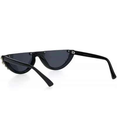 Rhinestone Tennis Iced Chain Crop Flat Top Cat Eye Goth Sunglasses - Black - CS18H9RH5YS $21.05 Cat Eye