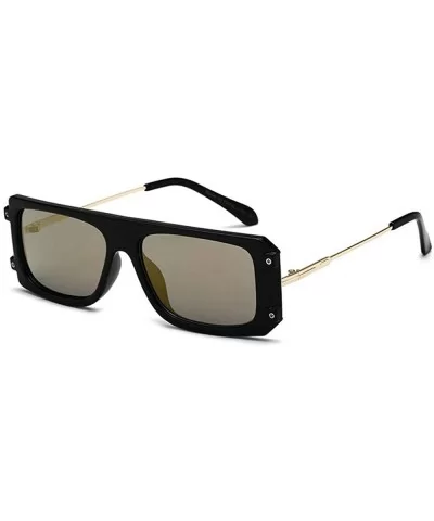 New Vintage Men Square Sun Glasses Fashion Unisex Driving Goggles uv400 NX - Black&gold - C618M3U3TN9 $18.87 Goggle