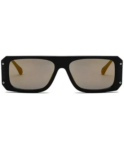 New Vintage Men Square Sun Glasses Fashion Unisex Driving Goggles uv400 NX - Black&gold - C618M3U3TN9 $18.87 Goggle