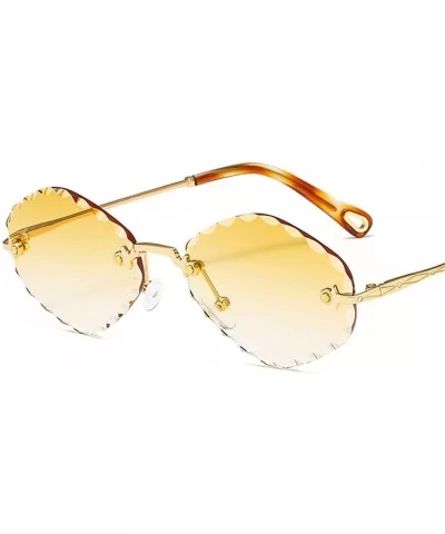 Women Men Rimless Sunglasses Trending Gradient Tint Lens Sun Glasses Irregular Square Shade - Yellow - CN18Y6I7OUL $35.80 Square