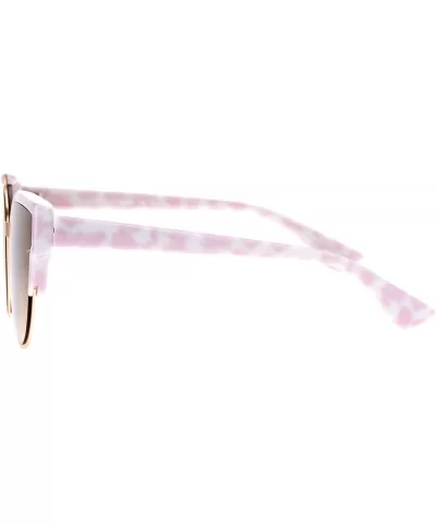 Flat Lens Mod Minimal Metal Horn Rim Retro Sunglasses - Gold White - CG12KOH4Y9X $17.17 Wayfarer