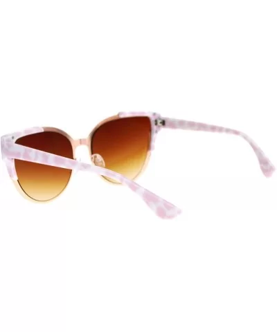 Flat Lens Mod Minimal Metal Horn Rim Retro Sunglasses - Gold White - CG12KOH4Y9X $17.17 Wayfarer