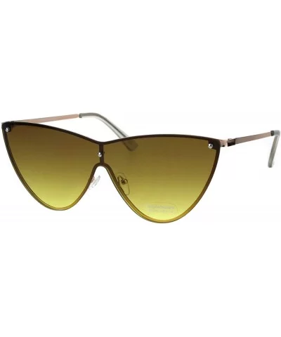 Womens Cateye Sunglasses Metal Rims Behind Ombre Color Lens UV 400 - Gold (Brown Yellow) - CW18QCMDZTO $14.21 Oversized