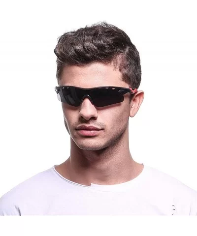 Polarized Sunglasses Men Explosion Proof Baseball - Black Frame Green - CE190E2URTR $16.88 Rimless