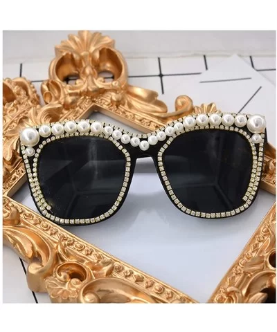 Sparkling Crystal Round Sunglasses UV Protection Rhinestone Sunglasses - Black-c21 - CS18ZXK7X2L $27.58 Round