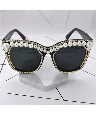 Sparkling Crystal Round Sunglasses UV Protection Rhinestone Sunglasses - Black-c21 - CS18ZXK7X2L $27.58 Round