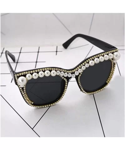 Sparkling Crystal Round Sunglasses UV Protection Rhinestone Sunglasses - Black-c21 - CS18ZXK7X2L $27.58 Round