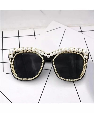 Sparkling Crystal Round Sunglasses UV Protection Rhinestone Sunglasses - Black-c21 - CS18ZXK7X2L $27.58 Round