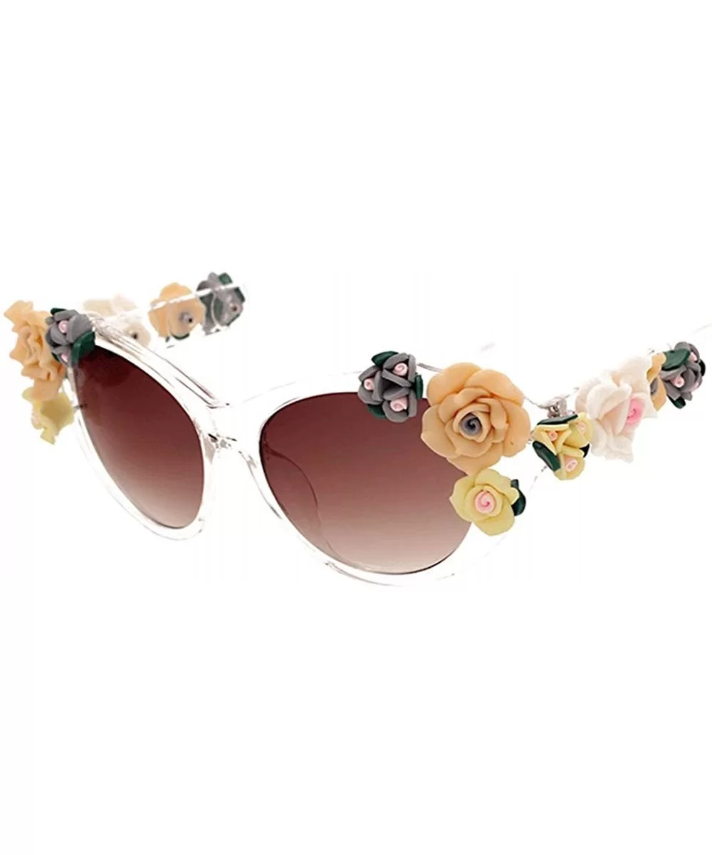 Fashion Vintage Retro Colorful Flower Sunglasses for Women Beach Photography Outdoor - Clear - C3190372ZX2 $24.95 Aviator