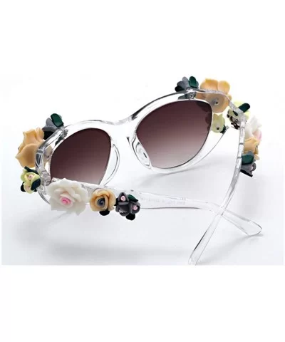 Fashion Vintage Retro Colorful Flower Sunglasses for Women Beach Photography Outdoor - Clear - C3190372ZX2 $24.95 Aviator