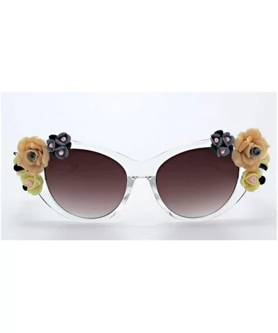 Fashion Vintage Retro Colorful Flower Sunglasses for Women Beach Photography Outdoor - Clear - C3190372ZX2 $24.95 Aviator