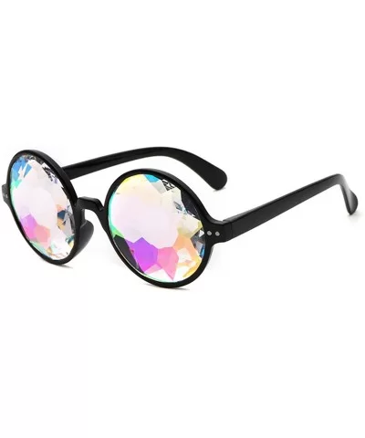 Round Kaleido Glasses Rave Festival Men Women Er Holographic Female Male Sunglasses Retro - Clear - CR199CR8ATW $52.27 Oval