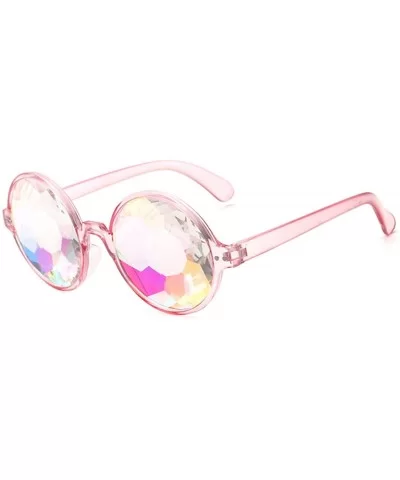 Round Kaleido Glasses Rave Festival Men Women Er Holographic Female Male Sunglasses Retro - Clear - CR199CR8ATW $52.27 Oval