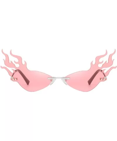 Unisex Vintage Fire Flame Sunglasses Rimess Sunglasses Novelty Sunglasses Clout Goggle Shades - Pink - CU1966E8XS2 $15.08 Goggle