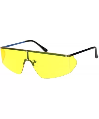 Flat Top Rimless Shield Side Visor Robotic Sunglasses - Gunmetal Yellow - CB18SLZXTSU $17.21 Shield