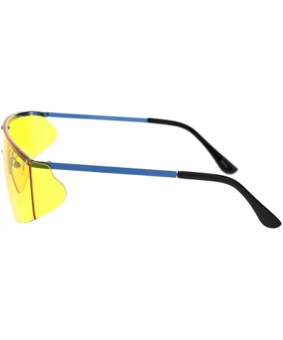 Flat Top Rimless Shield Side Visor Robotic Sunglasses - Gunmetal Yellow - CB18SLZXTSU $17.21 Shield