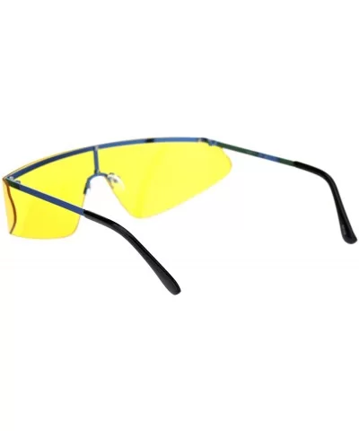 Flat Top Rimless Shield Side Visor Robotic Sunglasses - Gunmetal Yellow - CB18SLZXTSU $17.21 Shield