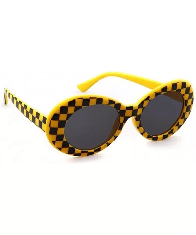 Clout Goggles Oval Sunglasses for Women Men - Mod Fashion Kurt Cobain Sunglasses - Yellow - CB18MERGLTW $12.80 Goggle