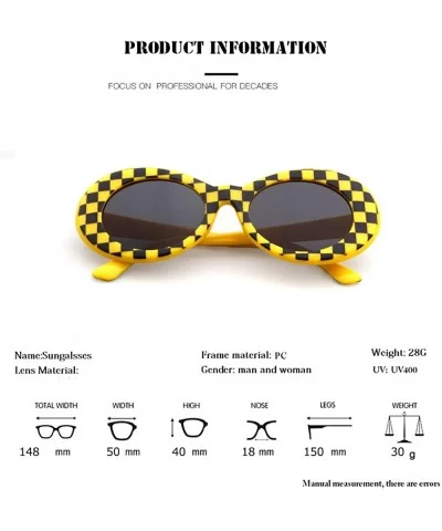 Clout Goggles Oval Sunglasses for Women Men - Mod Fashion Kurt Cobain Sunglasses - Yellow - CB18MERGLTW $12.80 Goggle