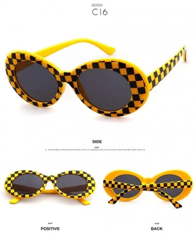 Clout Goggles Oval Sunglasses for Women Men - Mod Fashion Kurt Cobain Sunglasses - Yellow - CB18MERGLTW $12.80 Goggle