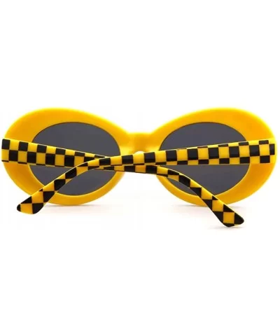 Clout Goggles Oval Sunglasses for Women Men - Mod Fashion Kurt Cobain Sunglasses - Yellow - CB18MERGLTW $12.80 Goggle