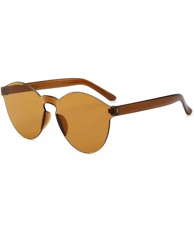 Unisex Fashion Candy Colors Round Outdoor Sunglasses Sunglasses - Brown - CO199X8D9EM $22.75 Round