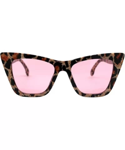 Womens Square Cateye Sunglasses Retro Chic Fashion Shades UV 400 - Leopard Print (Pink) - CL1940R9OA3 $14.28 Square