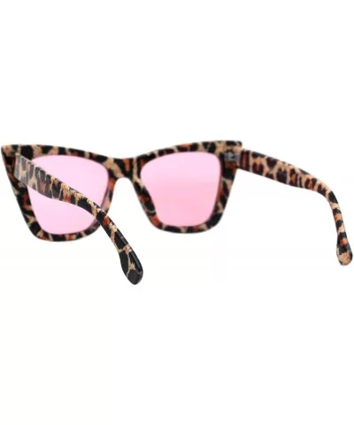 Womens Square Cateye Sunglasses Retro Chic Fashion Shades UV 400 - Leopard Print (Pink) - CL1940R9OA3 $14.28 Square