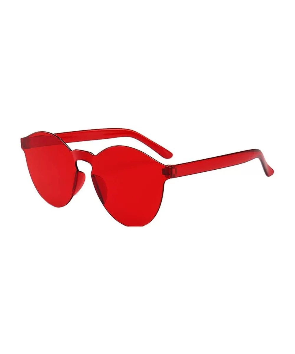 Women Men Fashion Clear Resin Retro Funk Sunglasses Outdoor Frameless Eyewear Glasses (Red) - Red - C4195NKQK27 $8.66 Rectang...