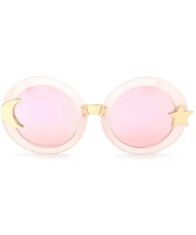 Women's JTSF813 Glitter Acetate Star Moon Embellishment Round Sunglasses - C5-pink+pink - CD12ECS3SG5 $29.53 Round