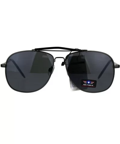 Air Force Sunglasses Vintage Square Aviator Metal Frame UV 400 - Gunmetal (Black) - CN189D9DXA2 $14.03 Aviator