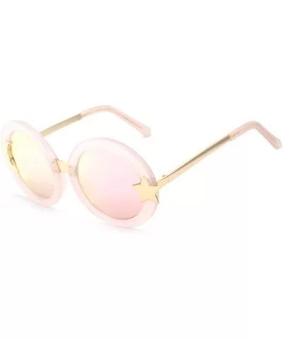 Women's JTSF813 Glitter Acetate Star Moon Embellishment Round Sunglasses - C5-pink+pink - CD12ECS3SG5 $29.53 Round