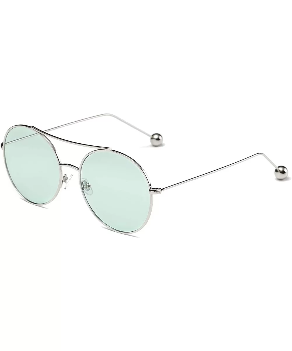 Classic Circle Metal Round Oversized Fashion Tinted Lens UV Protection Fashion Sunglasses - Green - CQ18WQ6Y5DL $29.81 Round