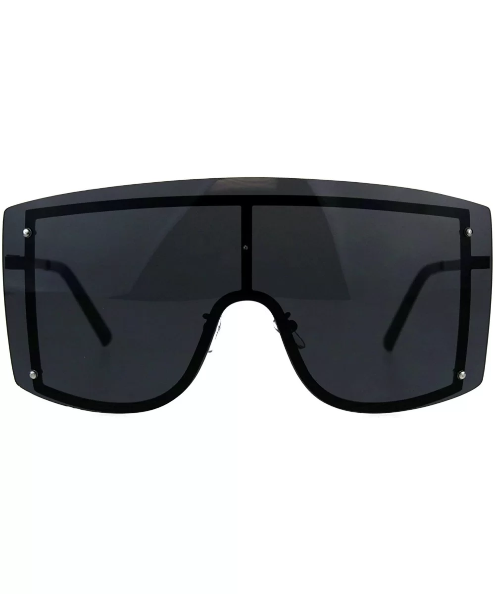 SUPER Oversized Shield Sunglasses Womens Fashion Cover Shades UV 400 - Black (Black) - CN18DS85755 $22.74 Shield