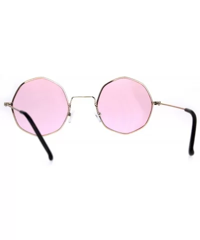 Dopy Color Lens Octagon Metal Wire Rim Pimp Hippie Sunglasses - Gold Pink - CV189U5TLYS $17.40 Square