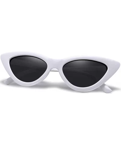 Polarized Cat Eye Sunglasses for Women - Retro Narrow Pointy Cateye Womens Sun Glasses - White Black - CN18EUEDOI0 $13.29 Goggle