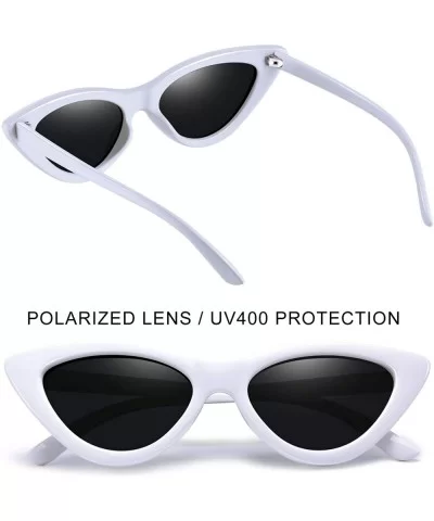 Polarized Cat Eye Sunglasses for Women - Retro Narrow Pointy Cateye Womens Sun Glasses - White Black - CN18EUEDOI0 $13.29 Goggle