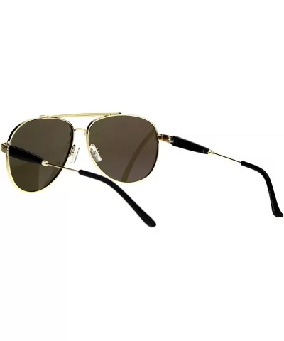 Womens Fashion Aviator Sunglasses Designer Navigator Style UV 400 - Gold Black (Blue Mirror) - CU18NETHTM9 $14.60 Aviator